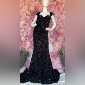 Faeriesty Black Sparkly Plus Size 4XL Evening Gown, Plus Size Wedding Dress